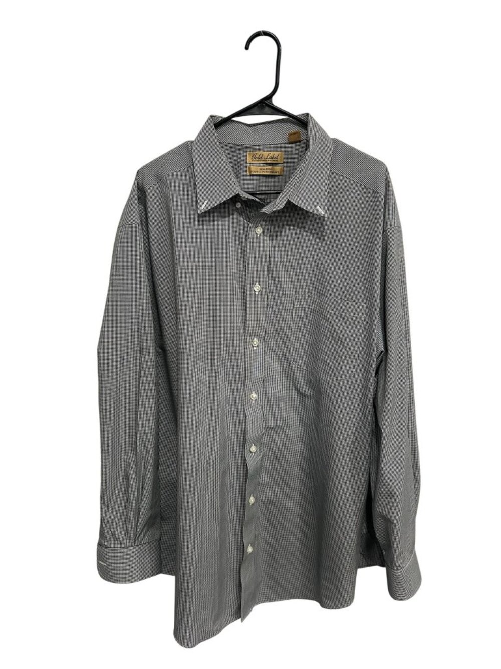 Gold Label Roundtree & Yorke 2XB Mens Black White Check Button-Up Shirt Retro